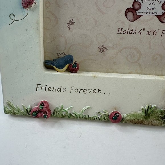 Gund Thinking Of You Friends Forever Picture Frame Bears Tree Apples Photo 4x6" - Picture 3 of 11
